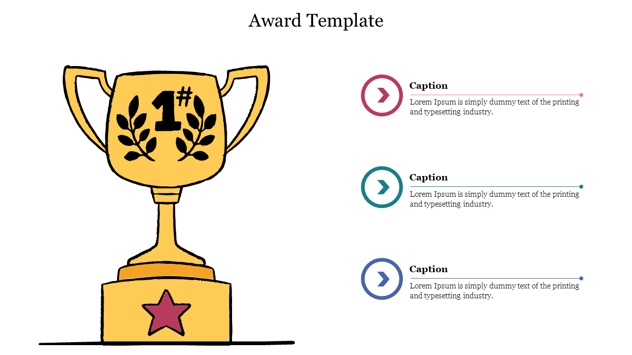 Free - Best Award Template For Presentation With Three Captions